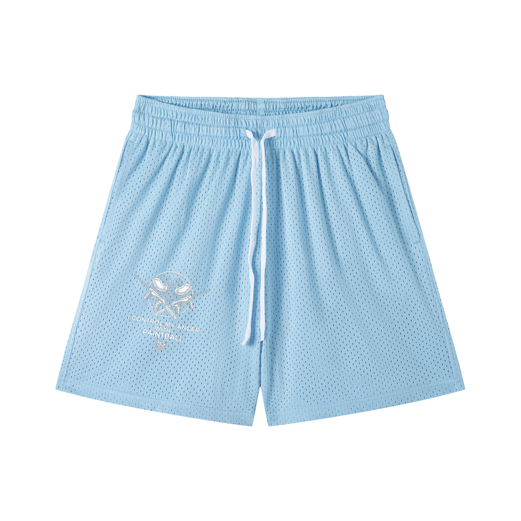 "I control my anger with paintball" Mesh Drawstring Shorts