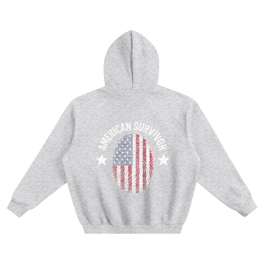 "American Survivor" Fleeced Boxy Hoodie