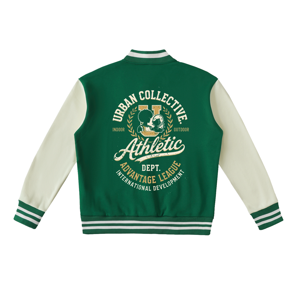 "Urban Collective Athletics" Two-Tone Fleeced Varsity Jacket