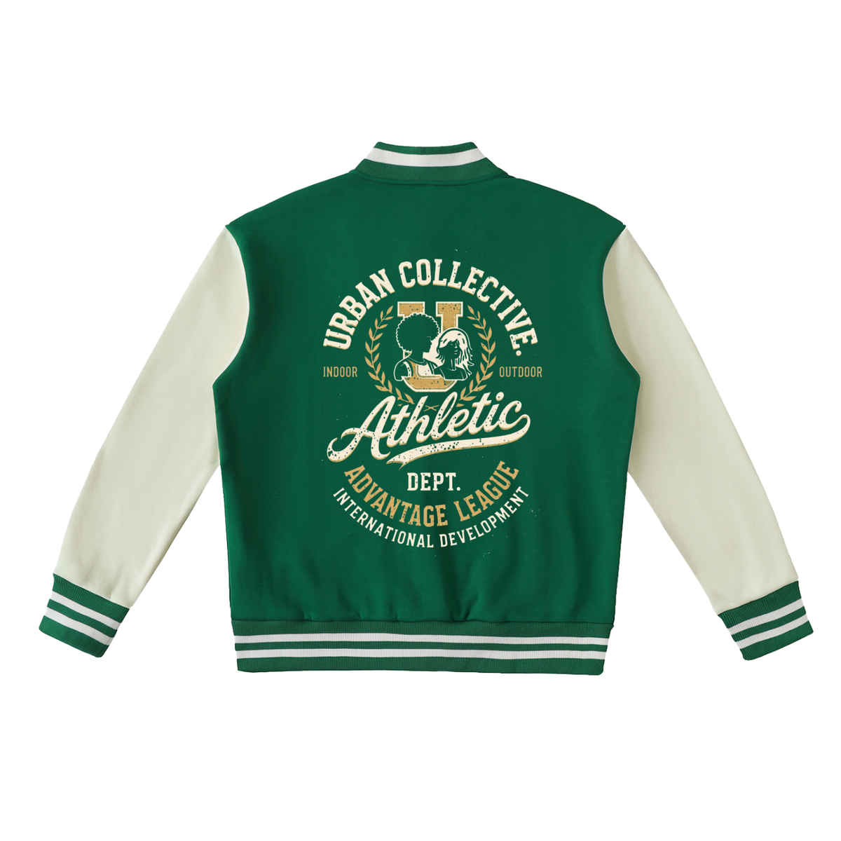 "Urban Collective Athletics" Two-Tone Fleeced Varsity Jacket