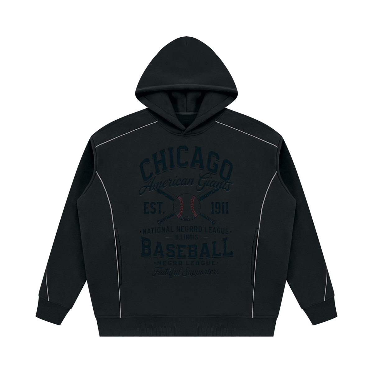 "Chicago Giants" Unisex Oversized Piping Fleece Hoodie