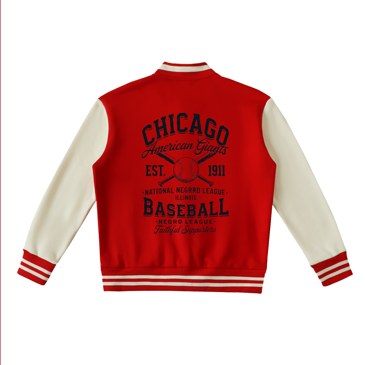 "Chicago Giants Baseball" Two-Tone Fleeced Varsity Jacket