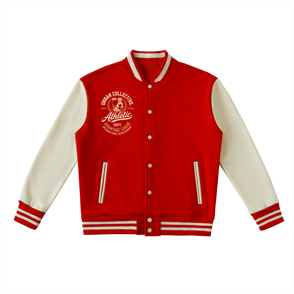 "Urban Collective Athletics" Two-Tone Fleeced Varsity Jacket