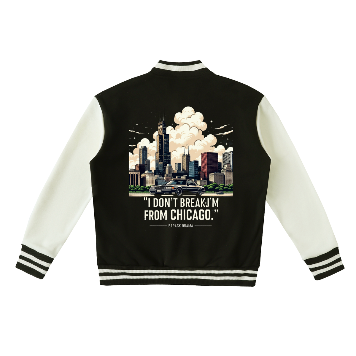 "Obama Quote" Two-Tone Fleeced Varsity Jacket