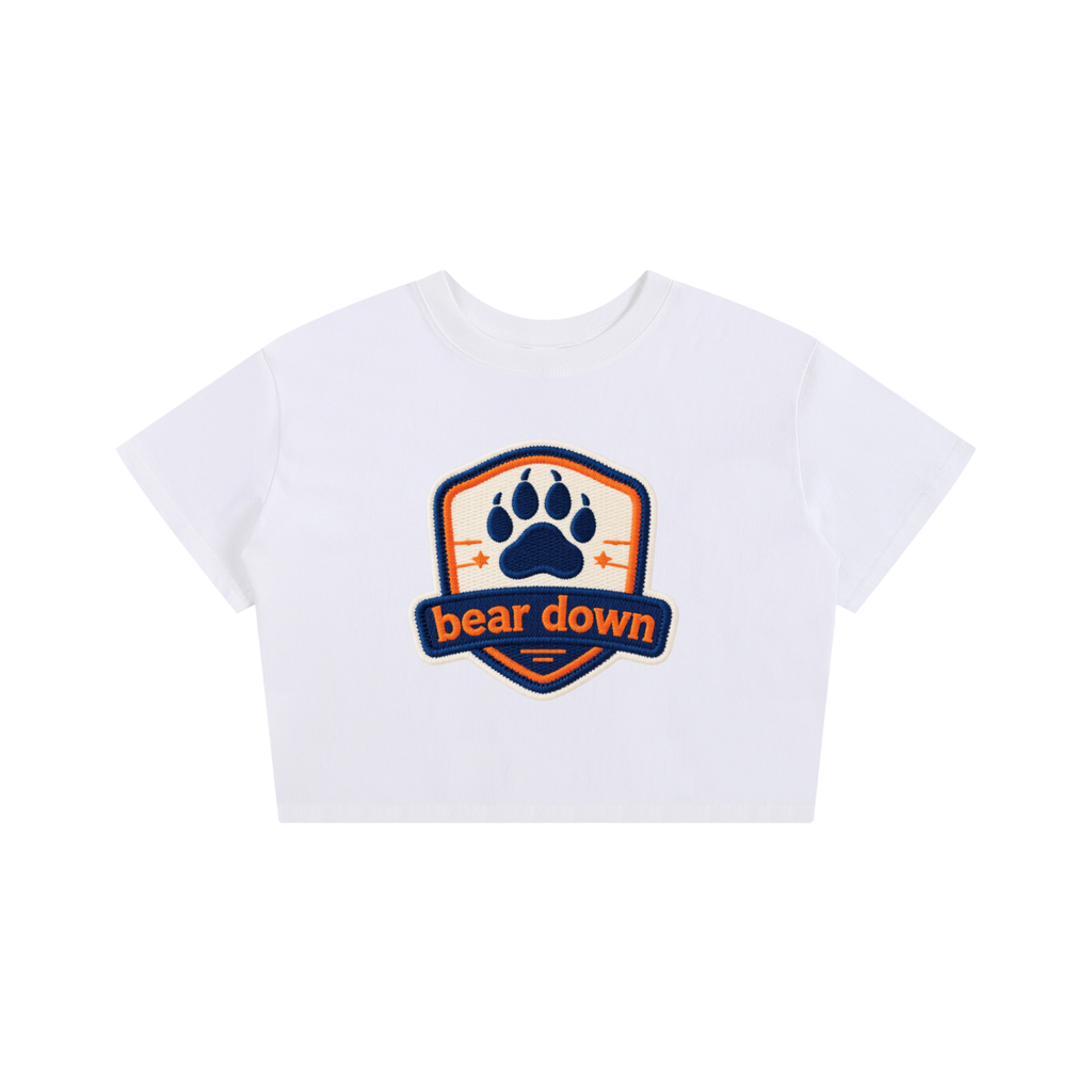 "Bear Down" Baby Tee Seamless T-Shirt - 200 GSM
