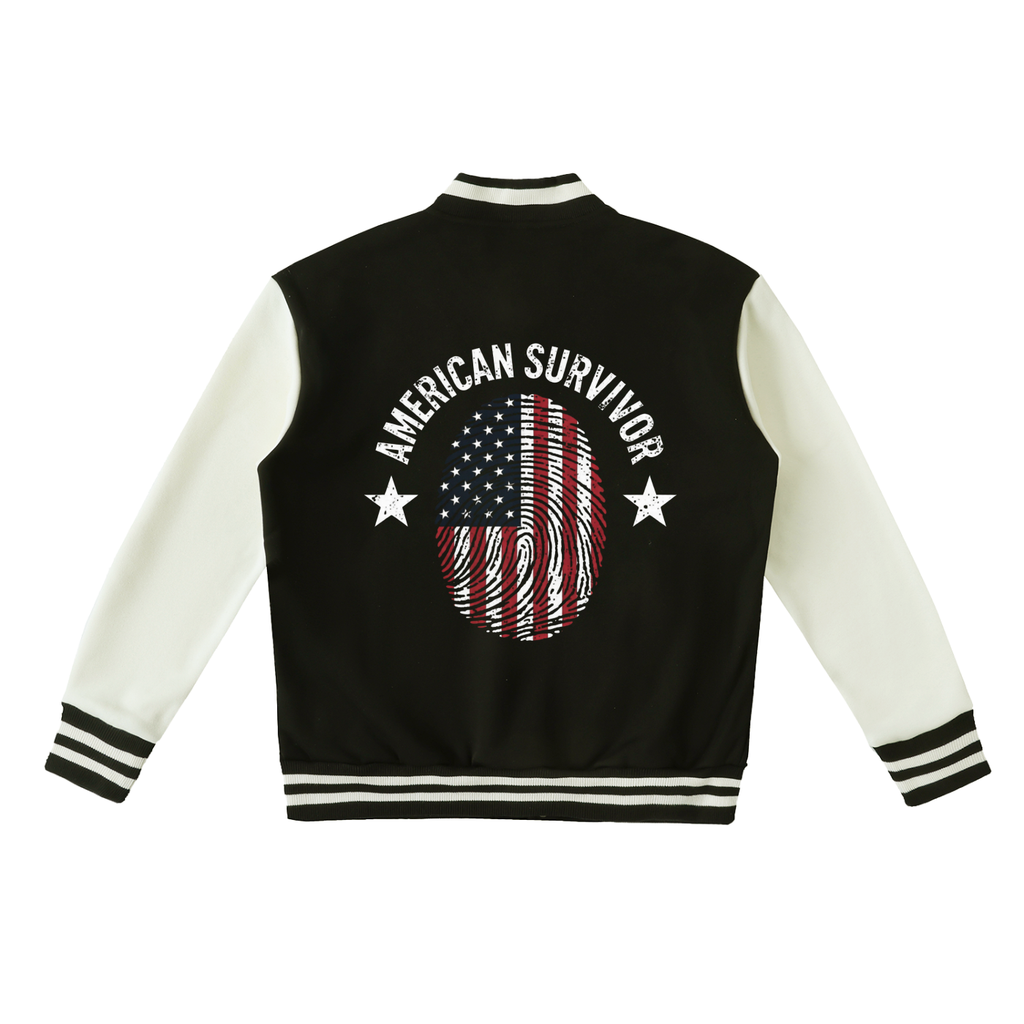 "American Survivor" Two-Tone Fleeced Varsity Jacket