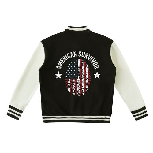 "American Survivor" Two-Tone Fleeced Varsity Jacket