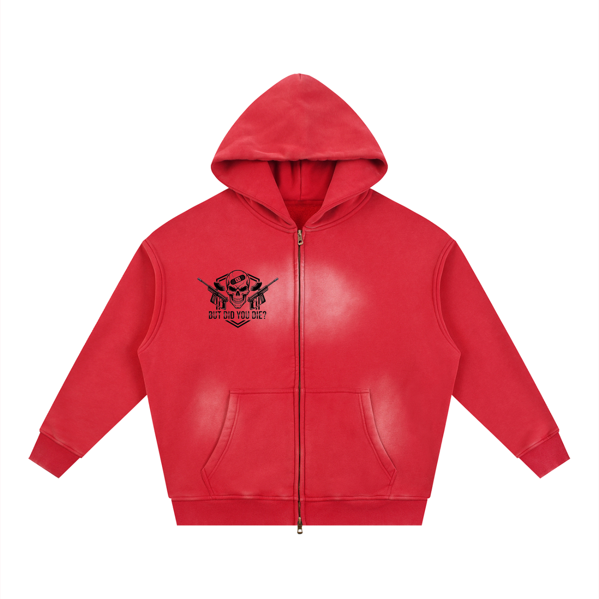 "But did you die? "Sunfade Two-way Zipper Boxy Fleece Hoodie