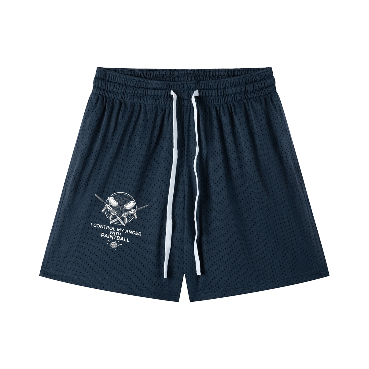 "I control my anger with paintball" Mesh Drawstring Shorts