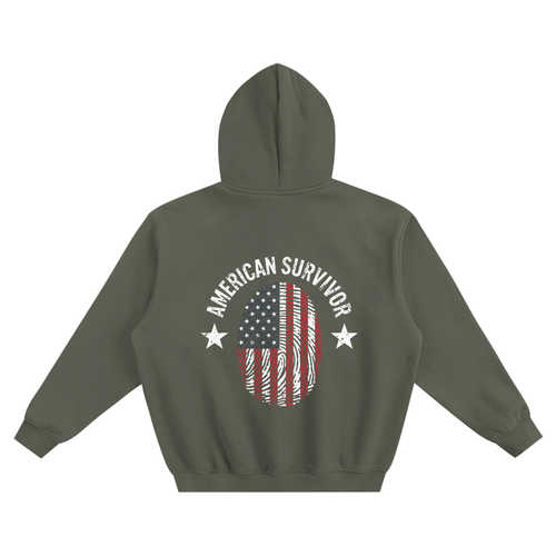 "American Survivor" Fleeced Boxy Hoodie
