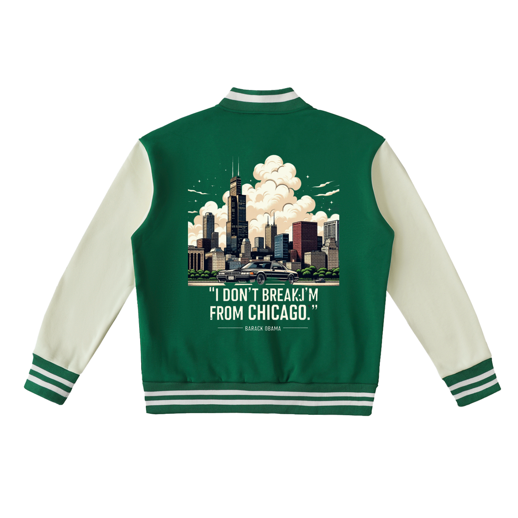"Obama Quote" Two-Tone Fleeced Varsity Jacket