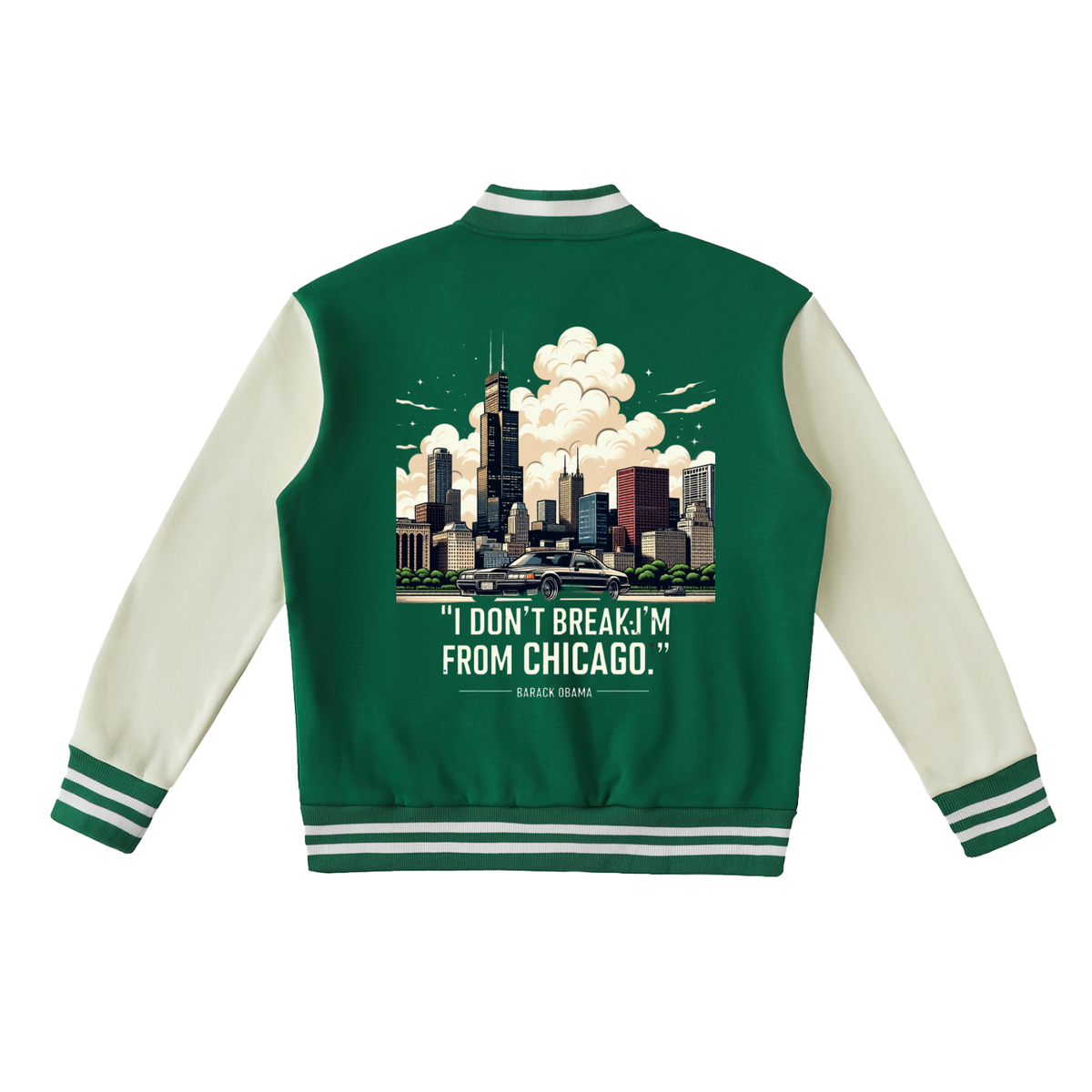 "Obama Quote" Two-Tone Fleeced Varsity Jacket