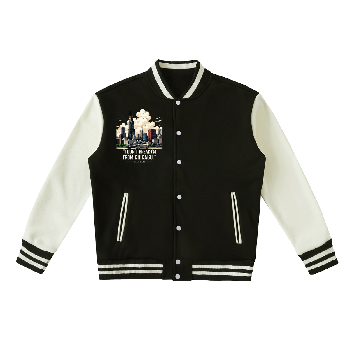 "Obama Quote" Two-Tone Fleeced Varsity Jacket