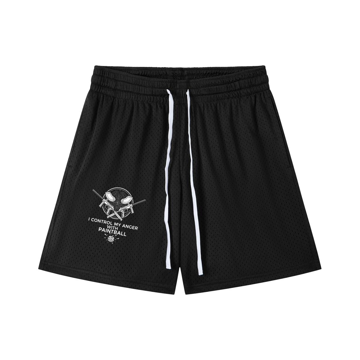 "I control my anger with paintball" Mesh Drawstring Shorts