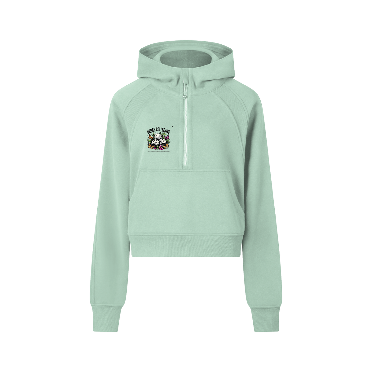 "Urban Collective Clothing co." Cropped Half-Zip Hoodie