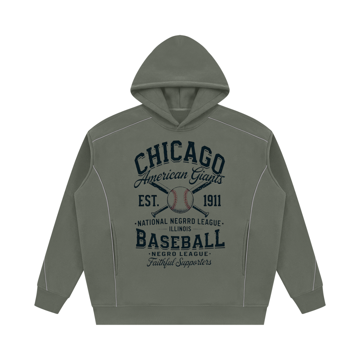 "Chicago Giants" Unisex Oversized Piping Fleece Hoodie
