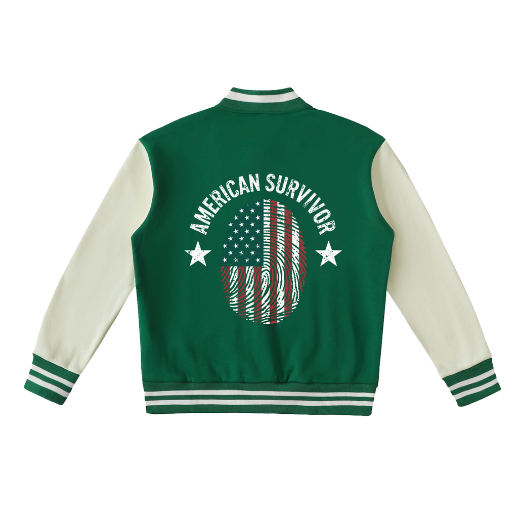 "American Survivor" Two-Tone Fleeced Varsity Jacket