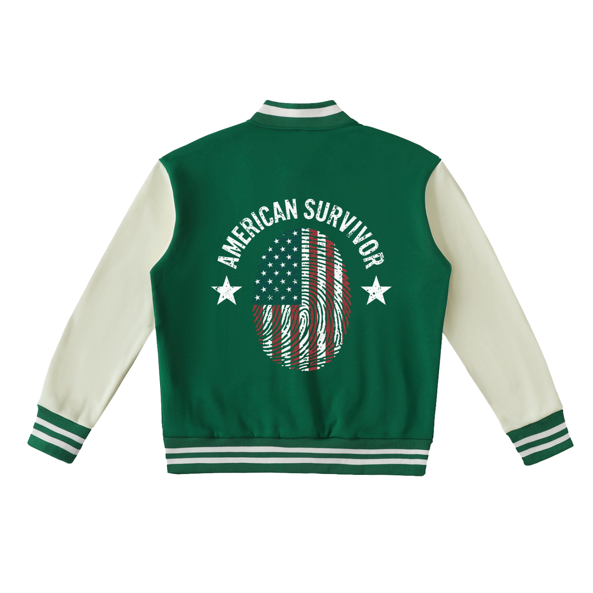 "American Survivor" Two-Tone Fleeced Varsity Jacket