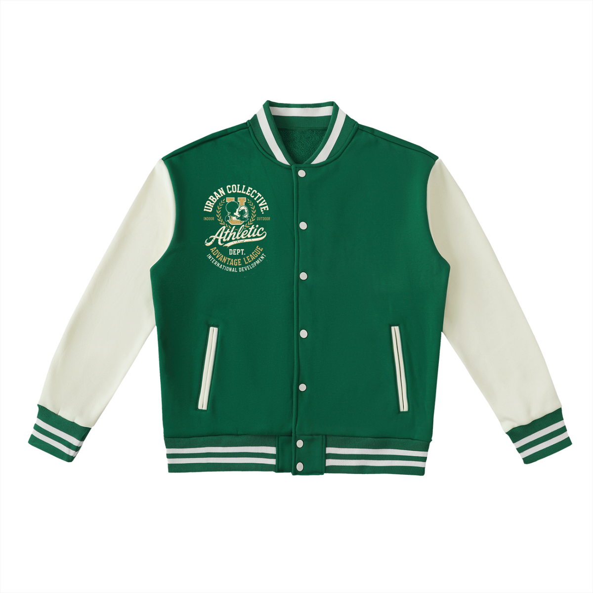 "Urban Collective Athletics" Two-Tone Fleeced Varsity Jacket