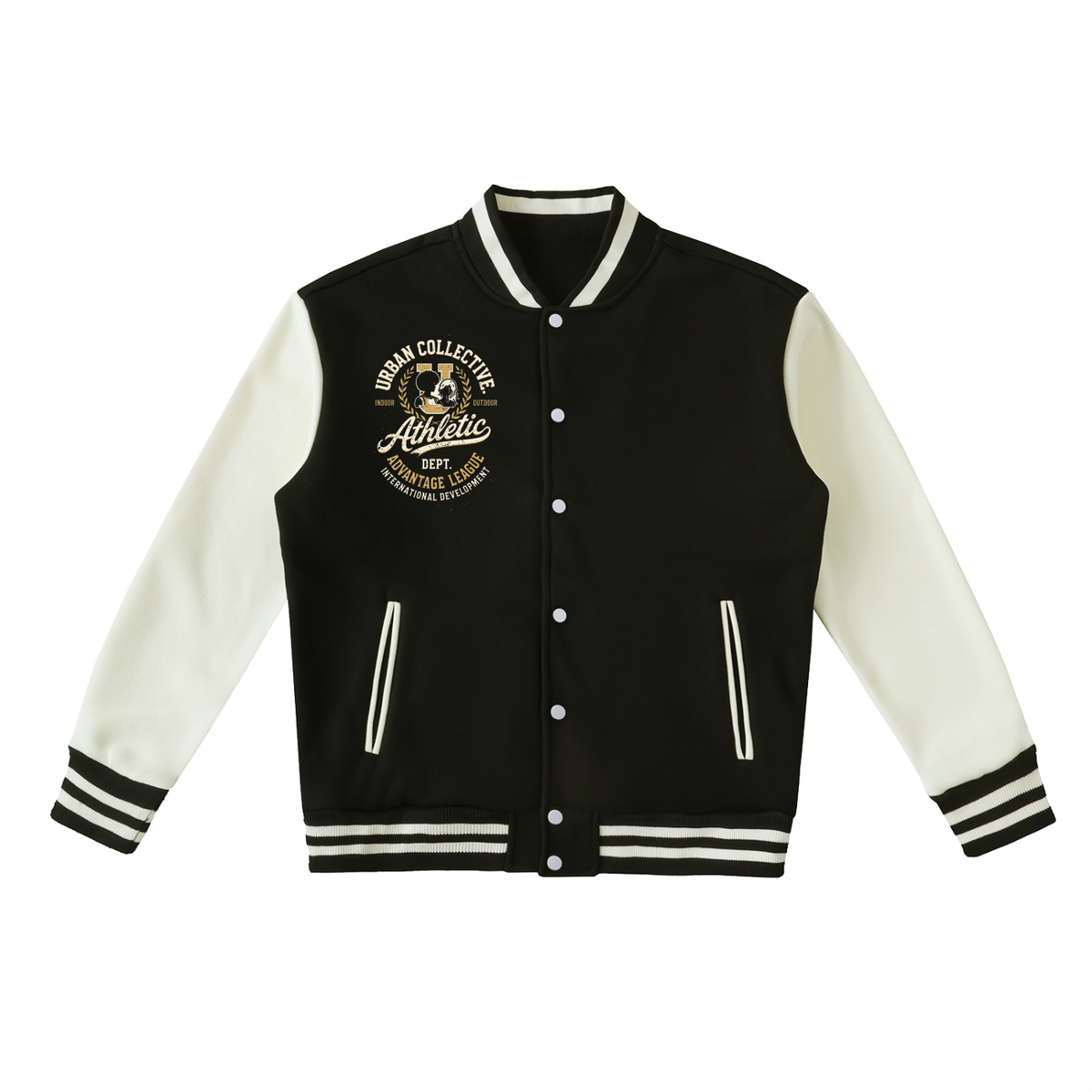 "Urban Collective Athletics" Two-Tone Fleeced Varsity Jacket