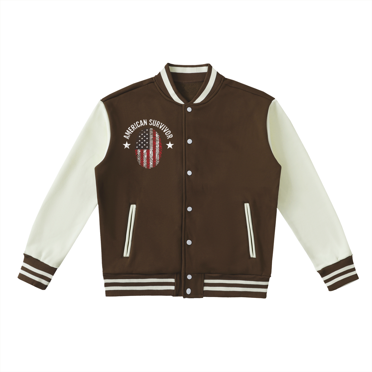 "American Survivor" Two-Tone Fleeced Varsity Jacket