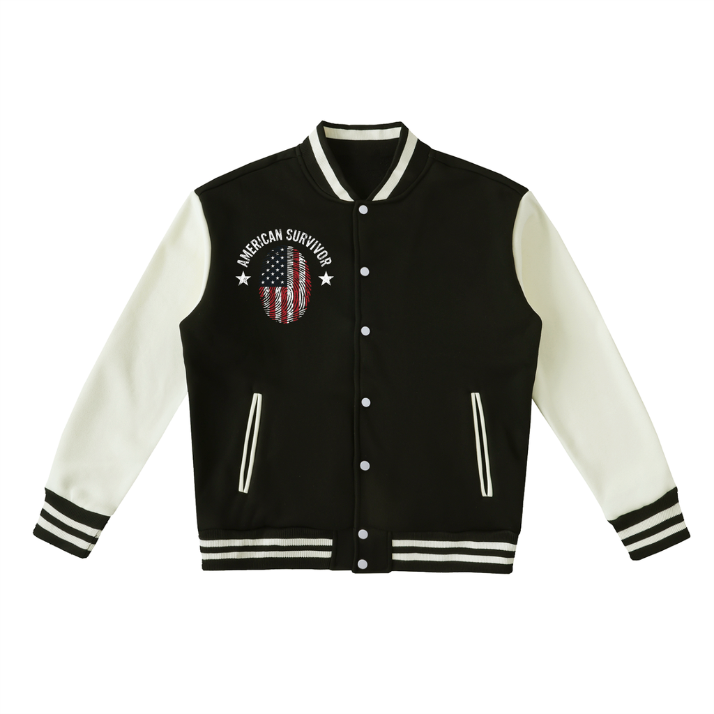 "American Survivor" Two-Tone Fleeced Varsity Jacket
