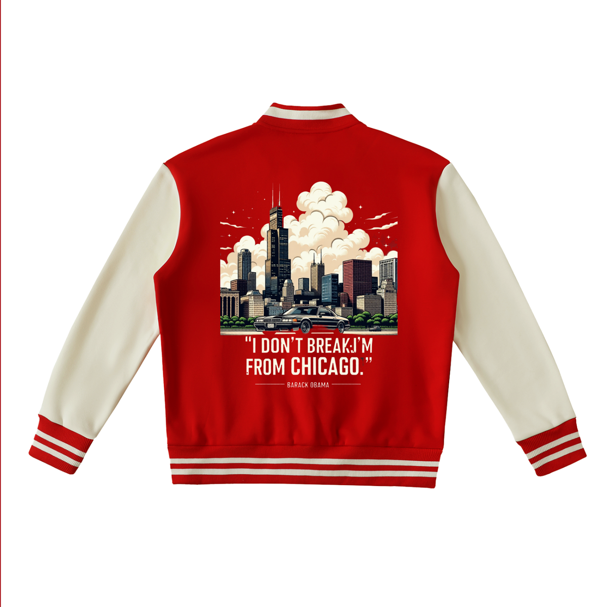 "Obama Quote" Two-Tone Fleeced Varsity Jacket