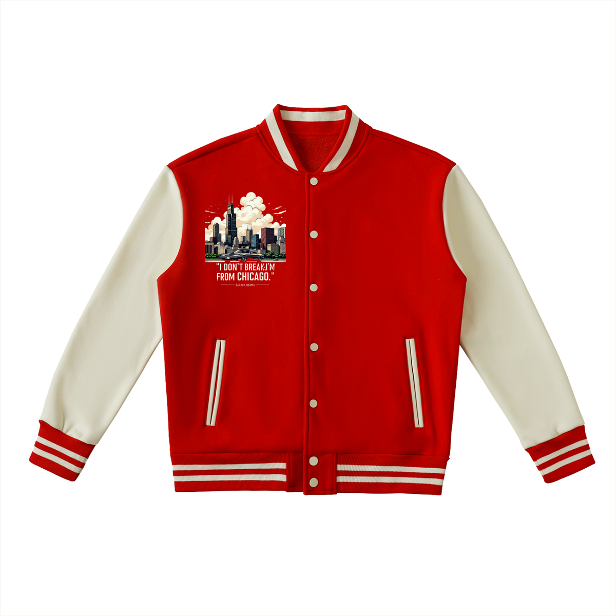 "Obama Quote" Two-Tone Fleeced Varsity Jacket