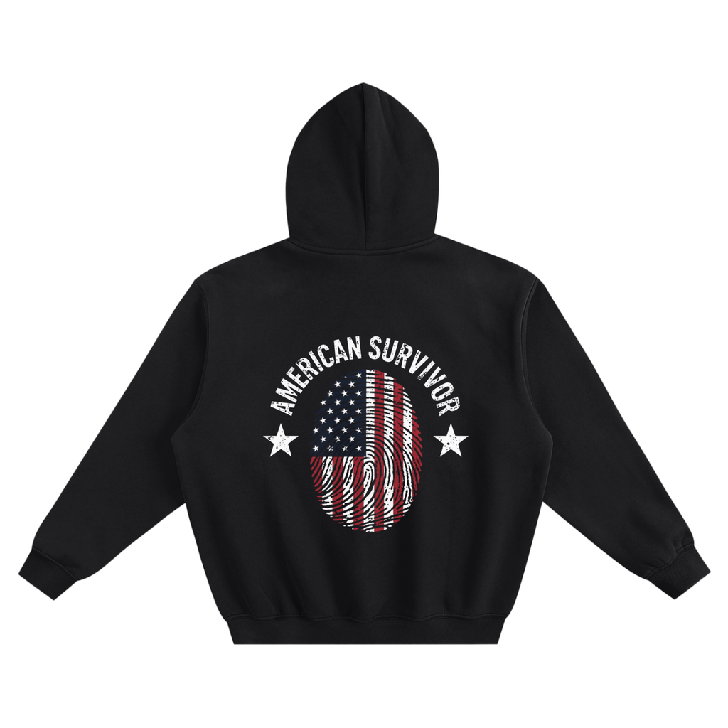 "American Survivor" Fleeced Boxy Hoodie