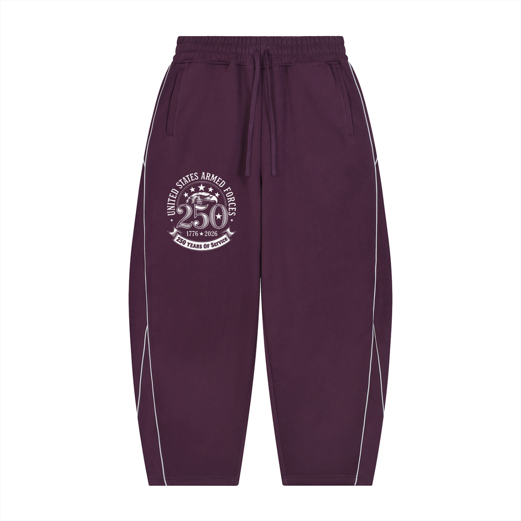 "250yrs of Service" Unisex Piping Fleece Barrel Leg Sweatpants