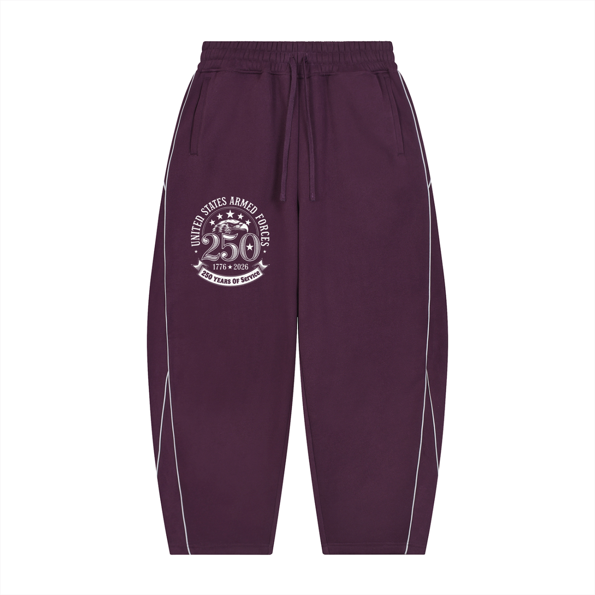 "250yrs of Service" Unisex Piping Fleece Barrel Leg Sweatpants