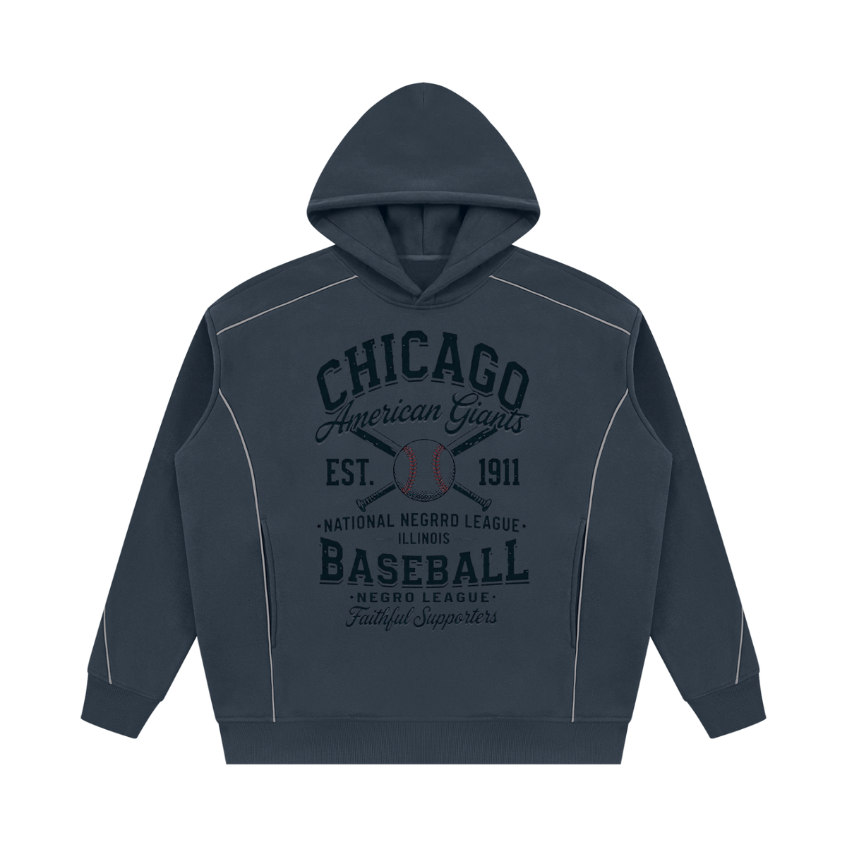 "Chicago Giants" Unisex Oversized Piping Fleece Hoodie