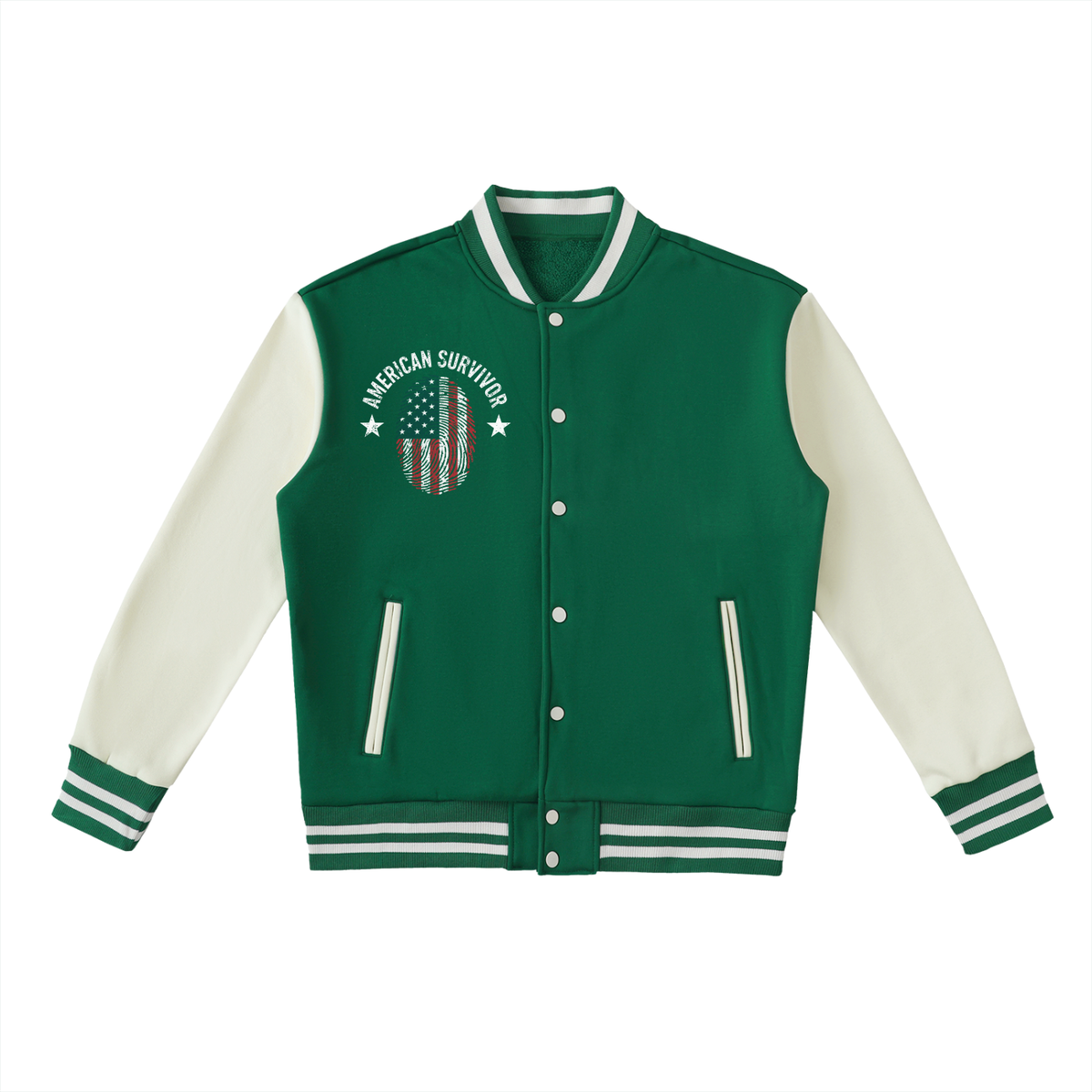 "American Survivor" Two-Tone Fleeced Varsity Jacket
