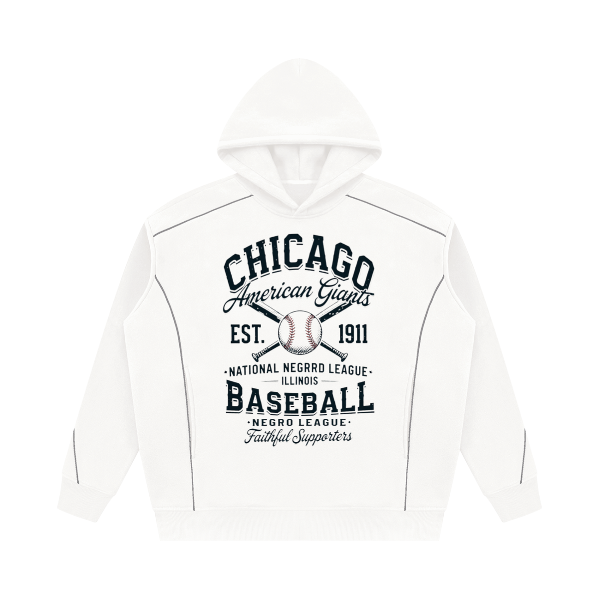 "Chicago Giants" Unisex Oversized Piping Fleece Hoodie