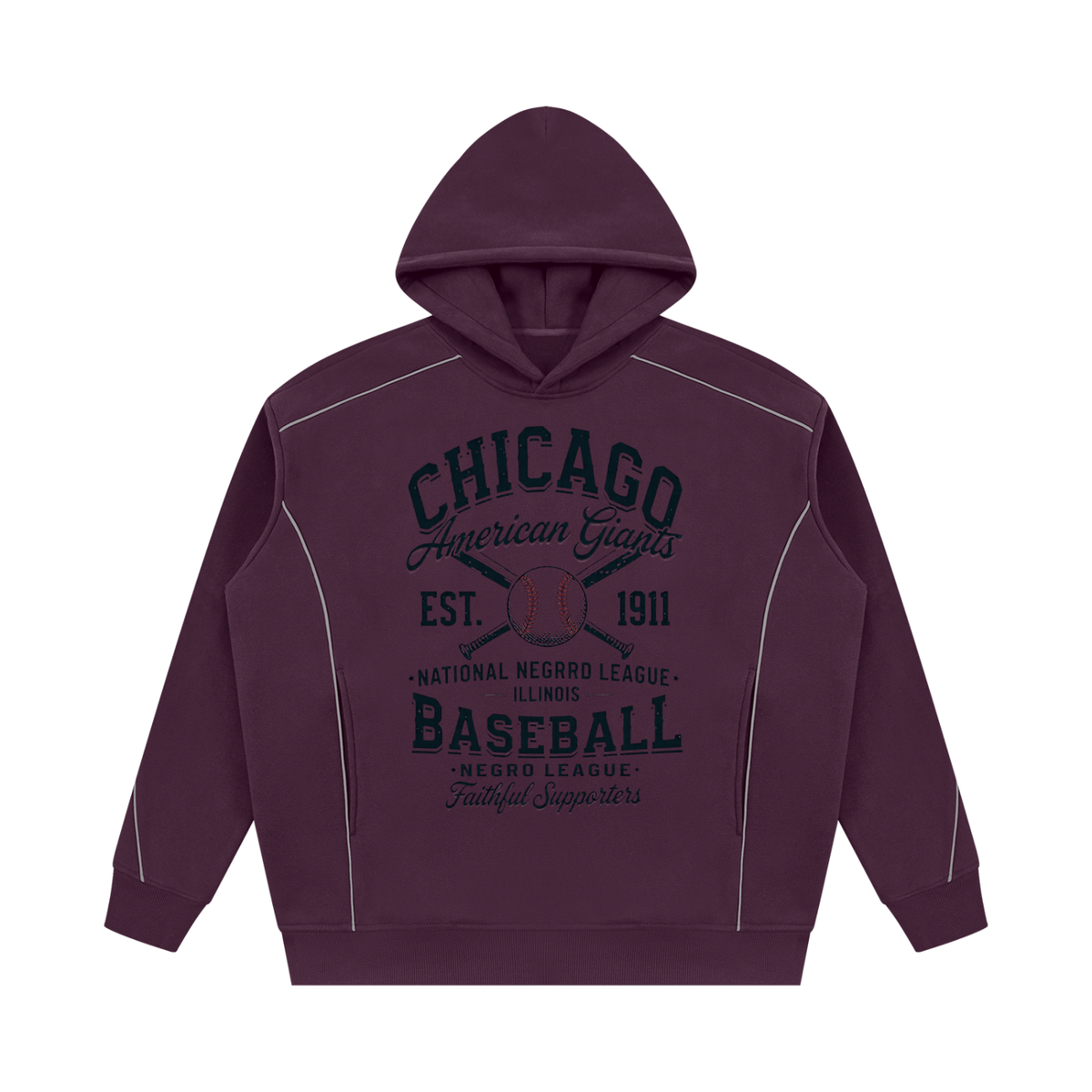 "Chicago Giants" Unisex Oversized Piping Fleece Hoodie
