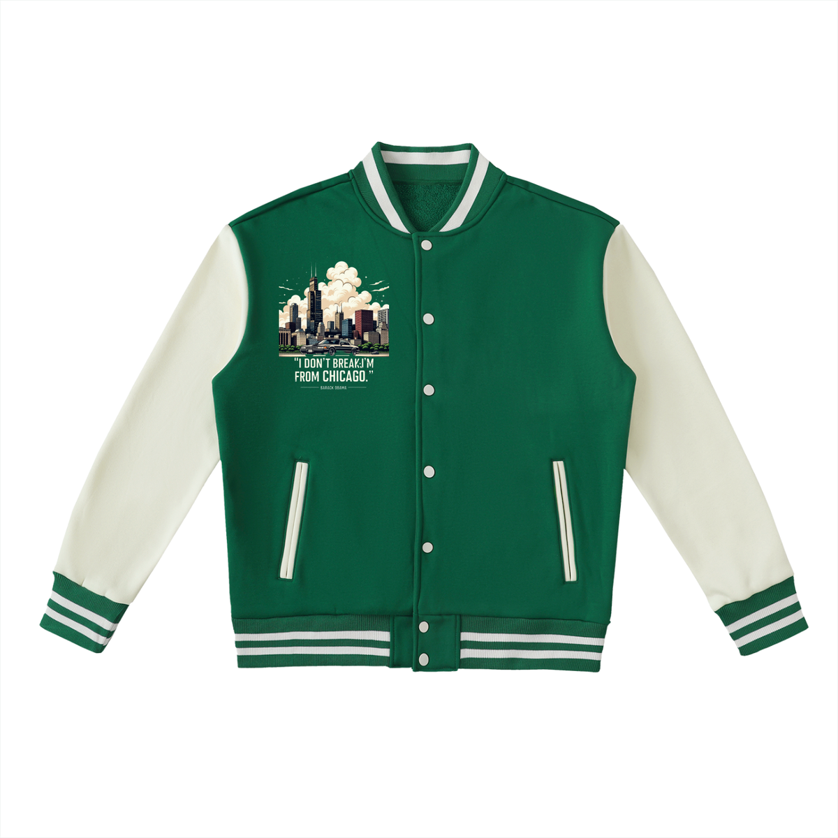 "Obama Quote" Two-Tone Fleeced Varsity Jacket
