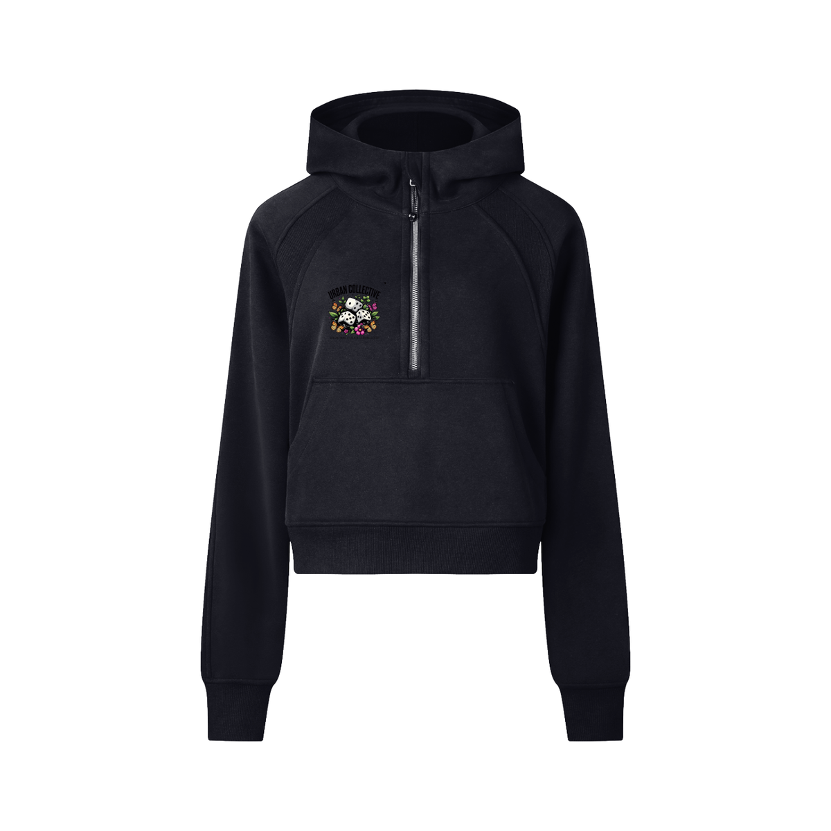"Urban Collective Clothing co." Cropped Half-Zip Hoodie