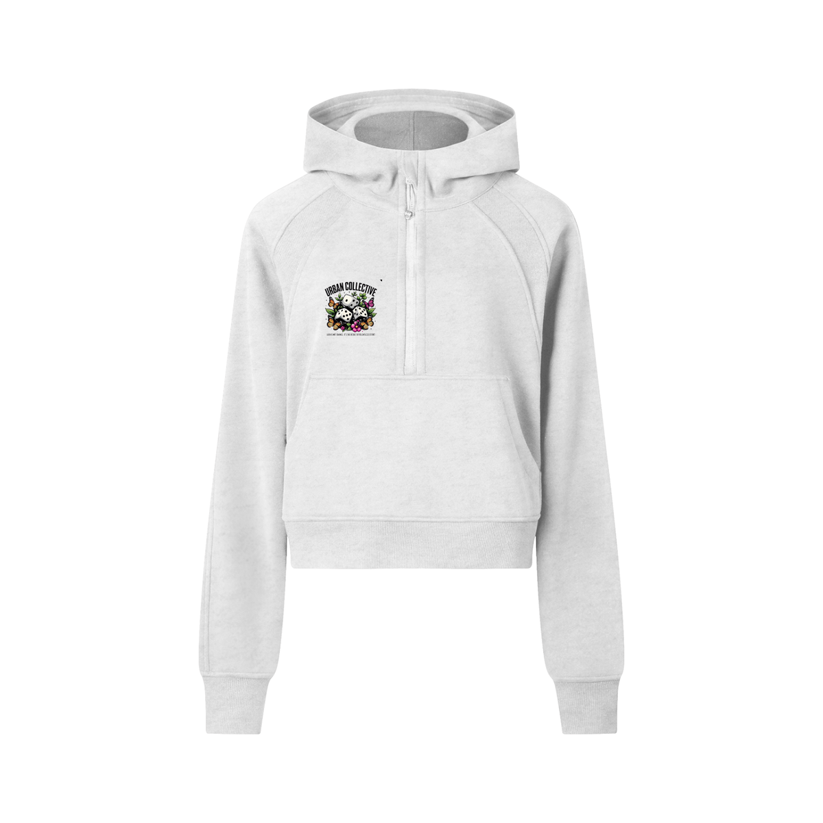 "Urban Collective Clothing co." Cropped Half-Zip Hoodie
