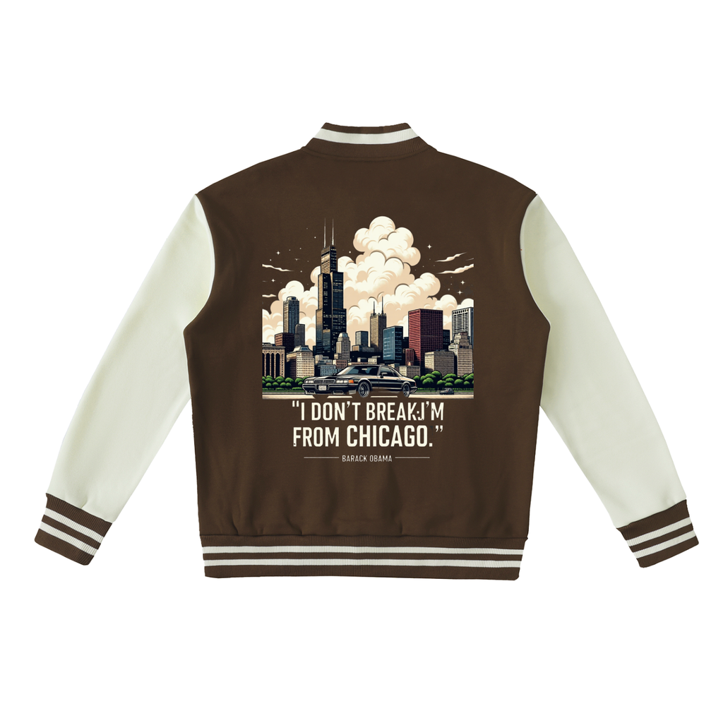 "Obama Quote" Two-Tone Fleeced Varsity Jacket