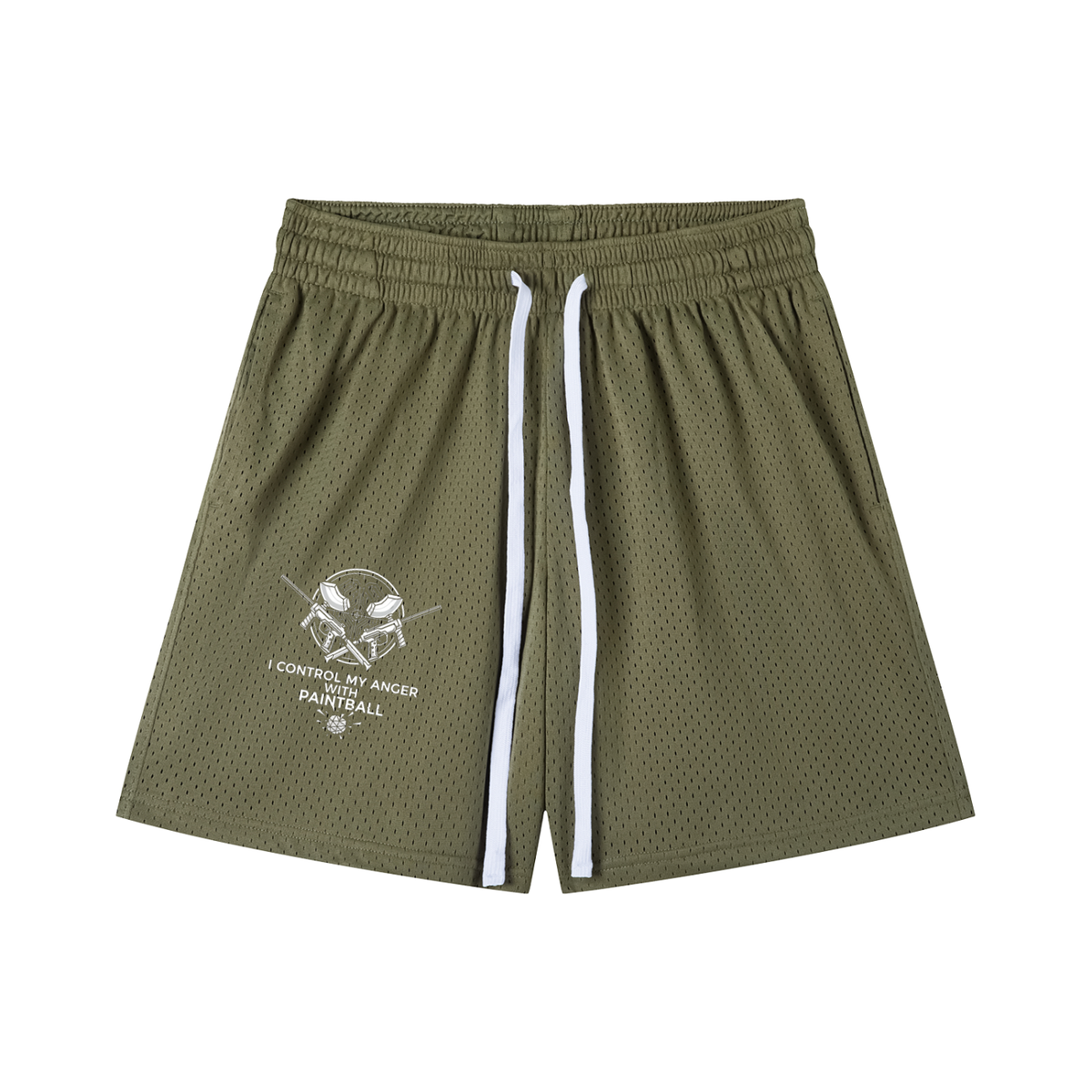 "I control my anger with paintball" Mesh Drawstring Shorts