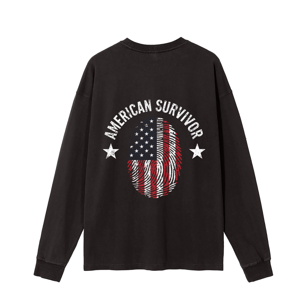 "American Survivor" Vintage Washed Long Sleeve T-Shirt